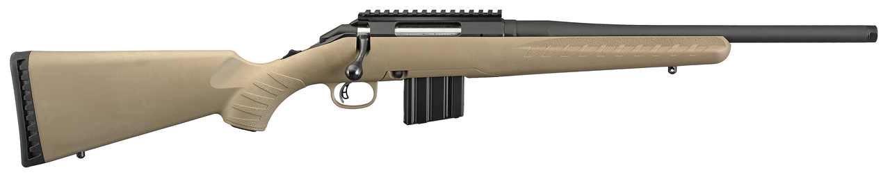 Ruger American Ranch Rifle 6.5 Grendel, 16.1" Threaded Barrel, 5/8X24 Threads, Flat Dark Earth Stock, 10rd Ruger American Ranch Rifle 6.5 Grendel, 16.1" Threaded Barrel, 5/8X24 Threads, Flat Dark Earth Stock, 10rd