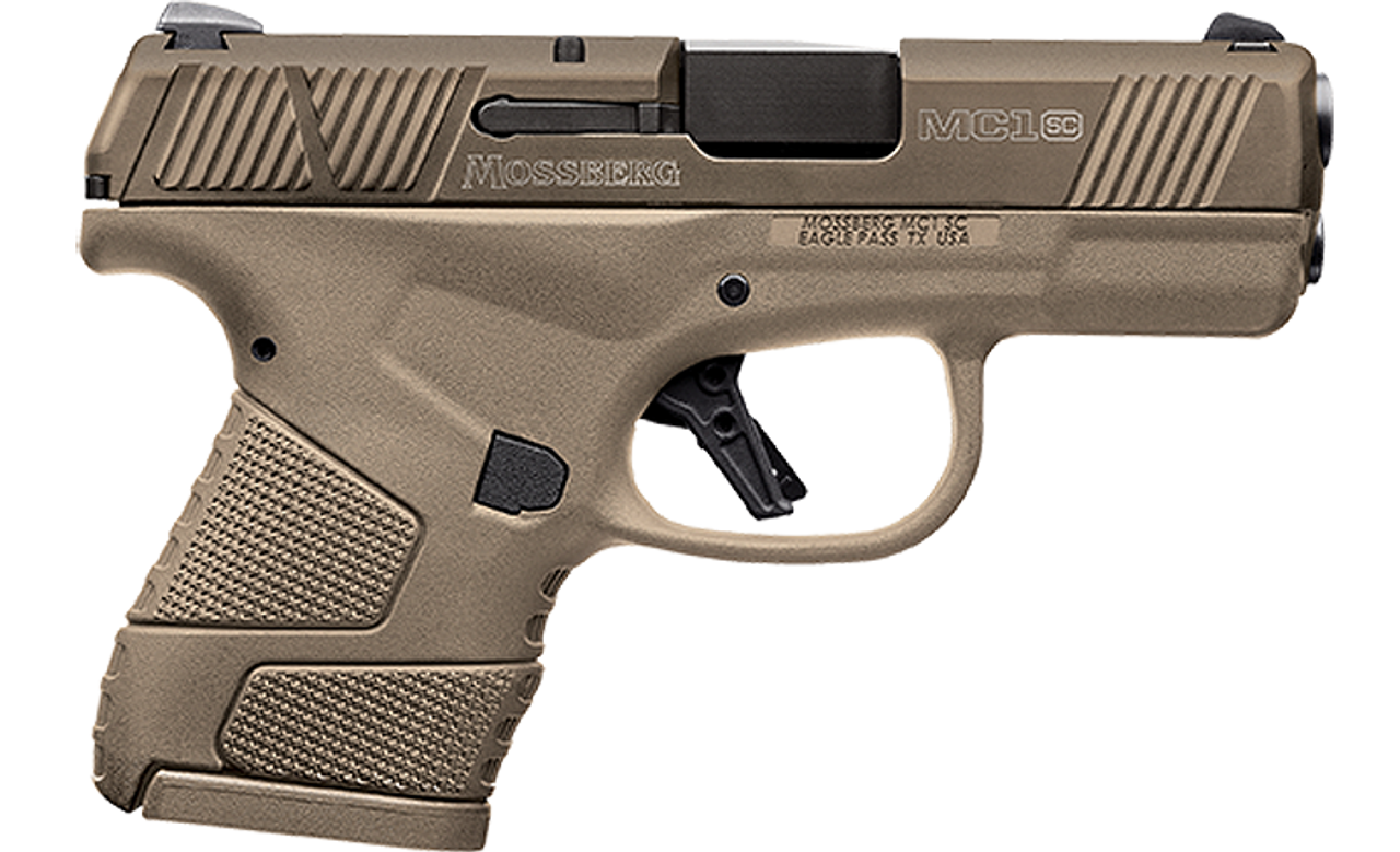 Mossberg MC1 Sub-Compact, Striker Fired, 9mm, 3.4" Barrel, Flat Dark Earth, 1-6Rd, 1-7Rd Mag, Ambi Non-Manual Safety, 3 Dot Sight Mossberg MC1 Sub-Compact, Striker Fired, 9mm, 3.4" Barrel, Flat Dark Earth, 1-6Rd, 1-7Rd Mag, Ambi Non-Manual Safety, 3 Dot Sight