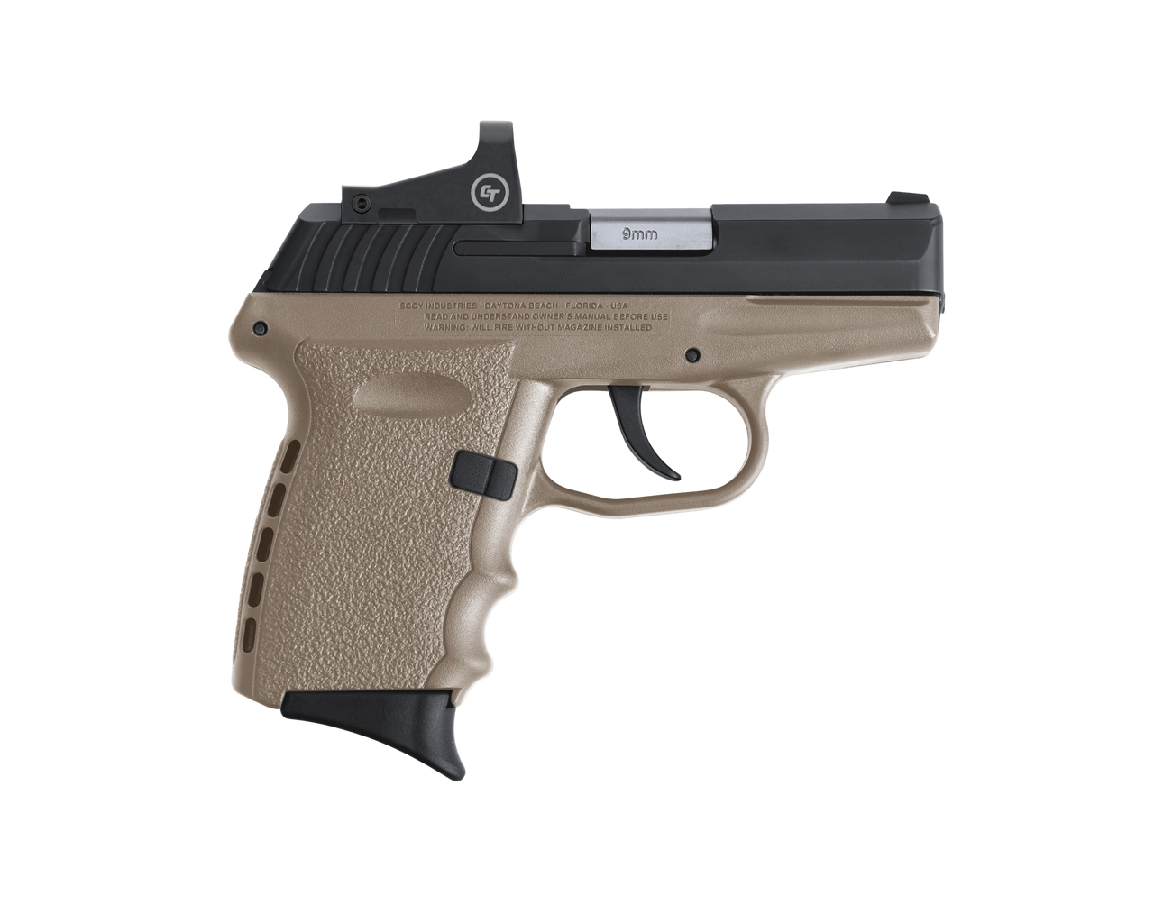 SCCY Industries CPX-2 RD DAO 9mm 3.10", Black Slide Flat Dark Earth Polymer Frame/Grip Crimson Trace 1500 Red Dot No Manual Safety, 10 rd SCCY Industries CPX-2 RD DAO 9mm 3.10", Black Slide Flat Dark Earth Polymer Frame/Grip Crimson Trace 1500 Red Dot No Manual Safety, 10 rd