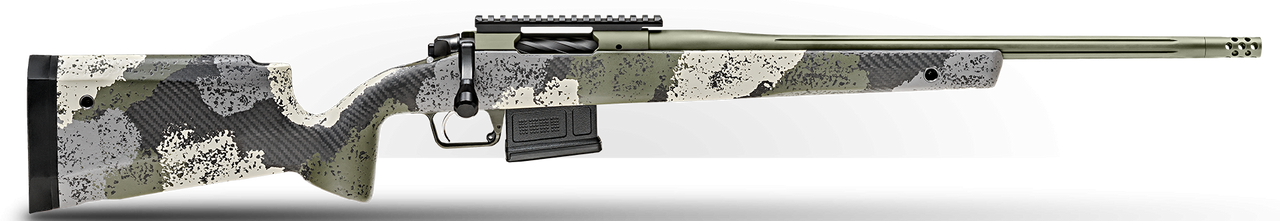 Springfield Model 2020 Waypoint 308 Win, 20" Fluted Stainless Barrel, SA Radial Brake, Green, Mil-Spec Green Cerakote, Evergreen Camo Carbon Fiber Stock M-LOK, TriggerTech Adj Trigger, AICS 5rd Mag Springfield Model 2020 Waypoint 308 Win, 20" Fluted Stainless Barrel, SA Radial Brake, Green, Mil-Spec Green Cerakote, Evergreen Camo Carbon Fiber Stock M-LOK, TriggerTech Adj Trigger, AICS 5rd Mag