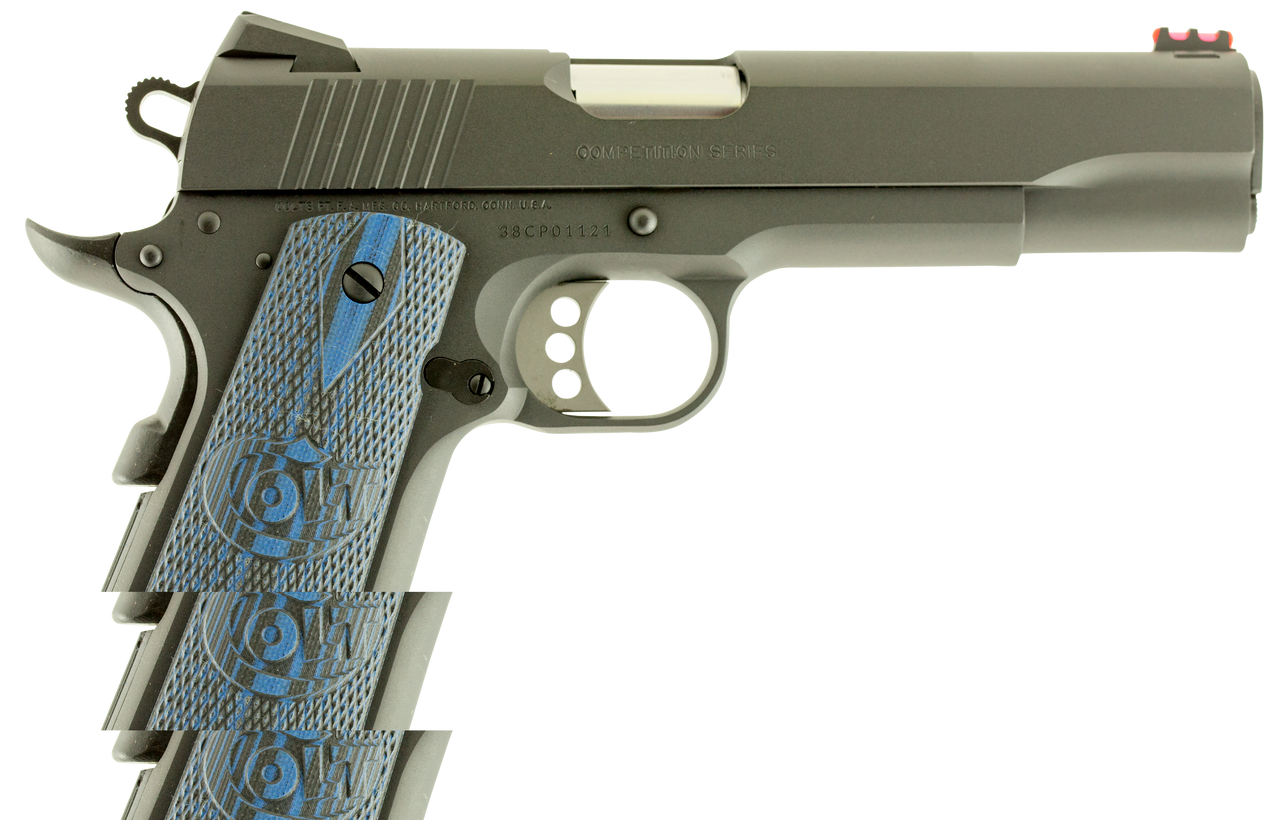 Colt Competition Govt 1911, 38 Super, 5" Barrel G10 Blue Grip NovakSights 9rd Mag Colt Competition Govt 1911, 38 Super, 5" Barrel G10 Blue Grip NovakSights 9rd Mag