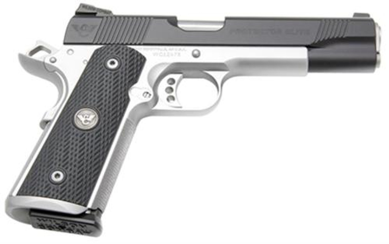 Wilson Protector Elite 45 ACP 5" Barrel TF G10 Starburst Grips 8rd Mag Wilson Protector Elite 45 ACP 5" Barrel TF G10 Starburst Grips 8rd Mag