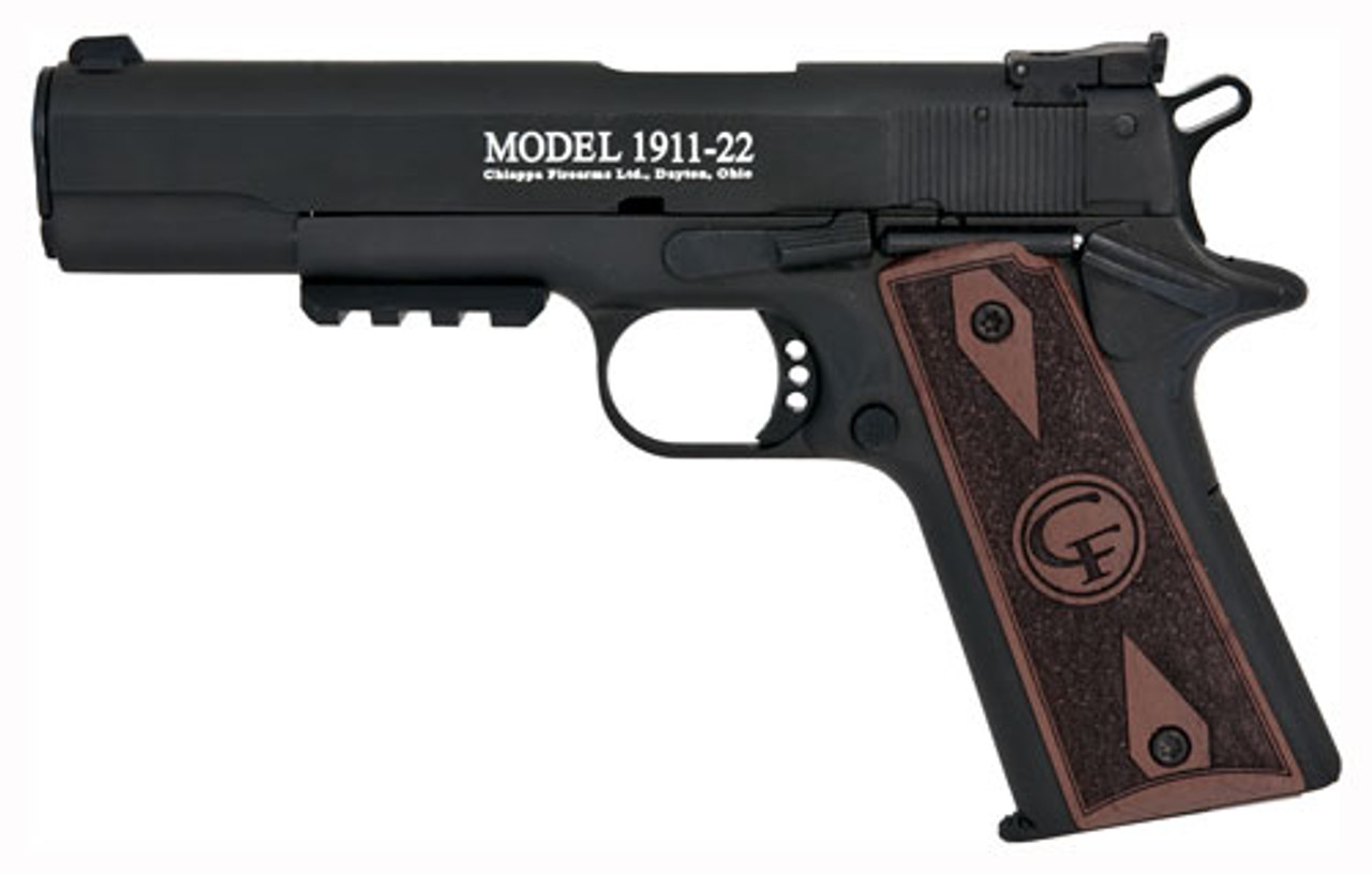 Chiappa GT 22LR, Black 5" Threaded Barrel SAO Walnut Grip, 10 rd Chiappa GT 22LR, Black 5" Threaded Barrel SAO Walnut Grip, 10 rd