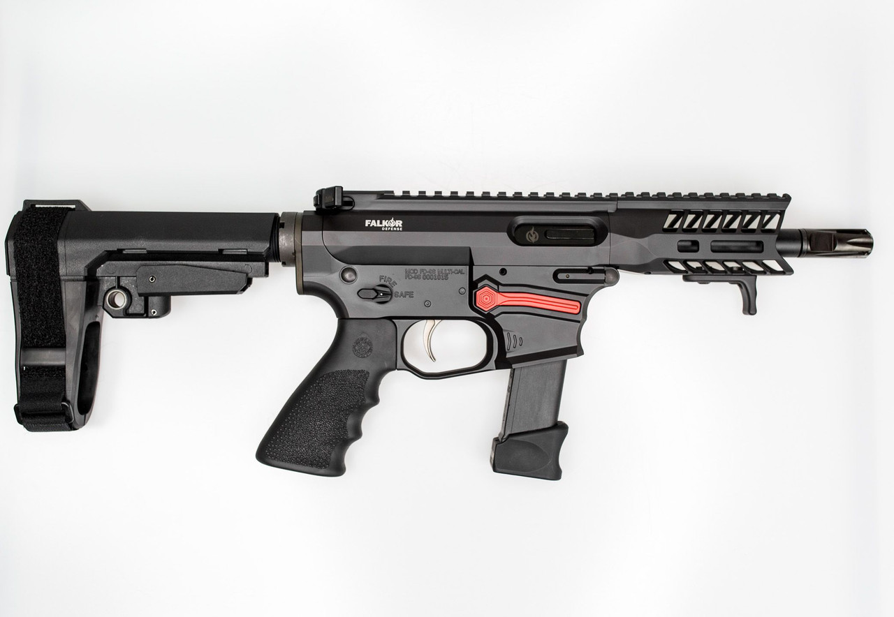 Falkor FG-9 AR-15 Pistol, 9mm, Black, SBA3 Brace, Glock 17 Type Magazine Falkor FG-9 AR-15 Pistol, 9mm, Black, SBA3 Brace, Glock 17 Type Magazine