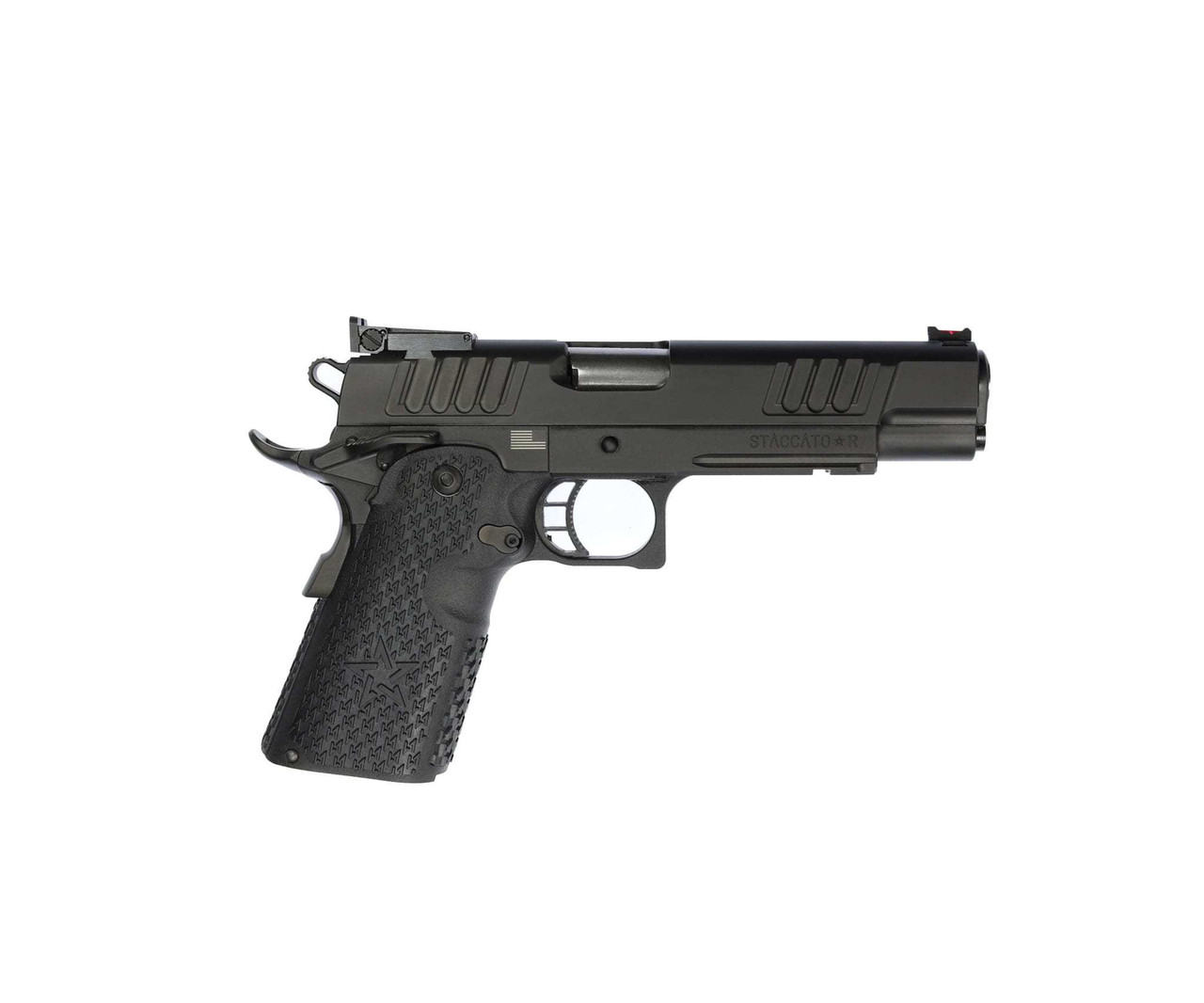 STI Staccato R 9mm, 5" Bushing Barrel, Fiber/Adj. Sights, Black DLC, 3x 10rd STI Staccato R 9mm, 5" Bushing Barrel, Fiber/Adj. Sights, Black DLC, 3x 10rd