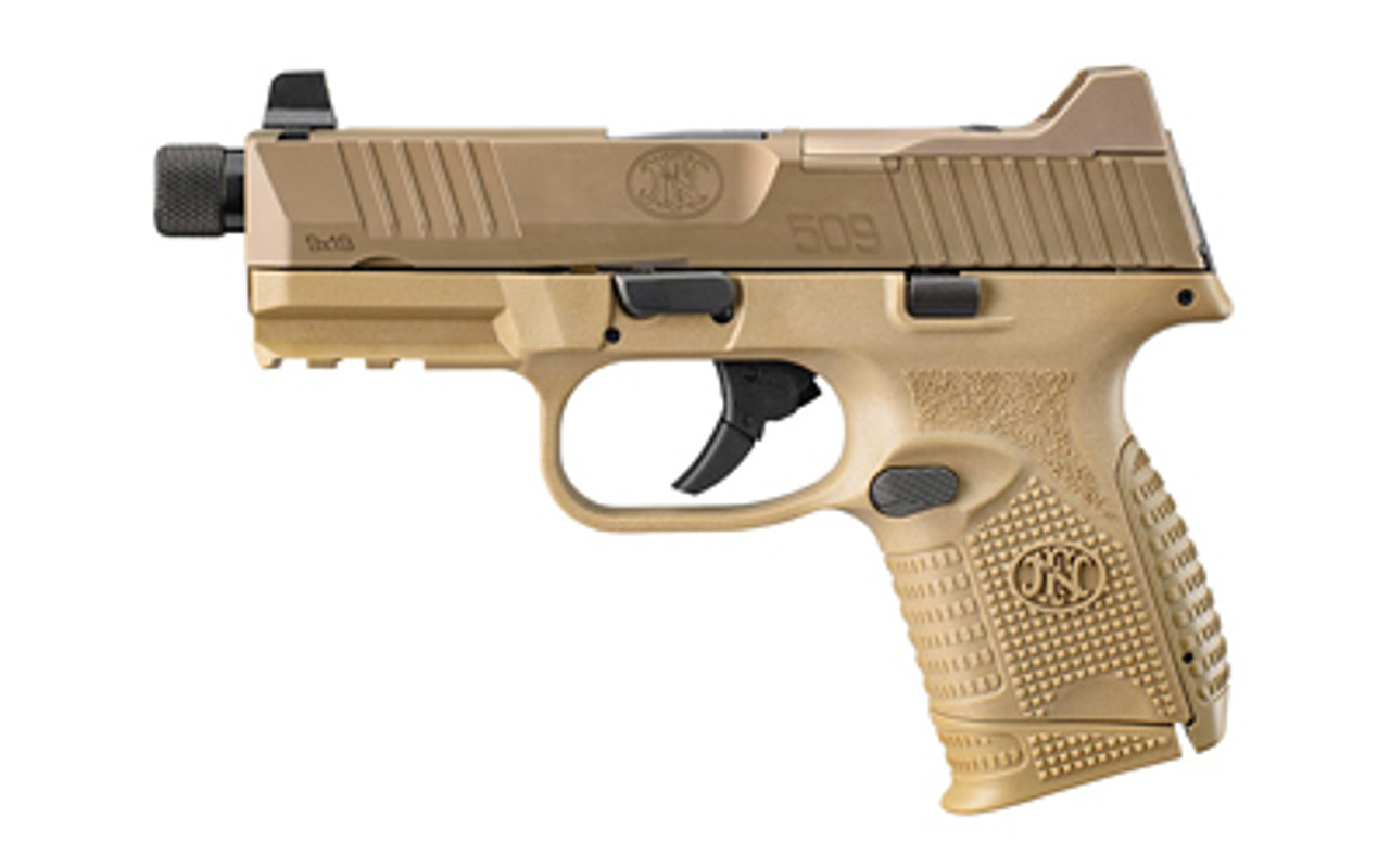 FN FN509 Compact Tactical 9mm, 4.3" Threaded Barrel, Flat Dark Earth, Suppressor-Height Night Sights, Optics Ready, 3x10rd Mags FN FN509 Compact Tactical 9mm, 4.3" Threaded Barrel, Flat Dark Earth, Suppressor-Height Night Sights, Optics Ready, 3x10rd Mags