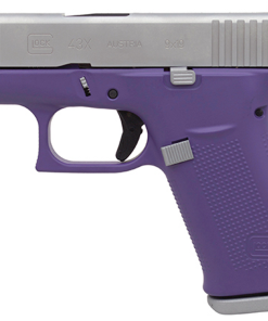 Glock 43X Subcompact 9mm, 3.41" Barrel, Silver/Bright Purple, Fixed Sights, 2x10rd Mags