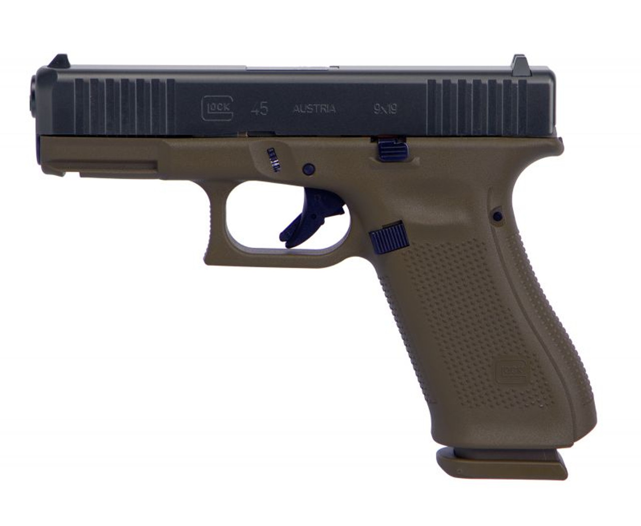 Glock G45 9mm, 4.02" Barrel, Evolved Tactical Patriot Brown Coating, 17rd, Front Serrations Glock G45 9mm, 4.02" Barrel, Evolved Tactical Patriot Brown Coating, 17rd, Front Serrations