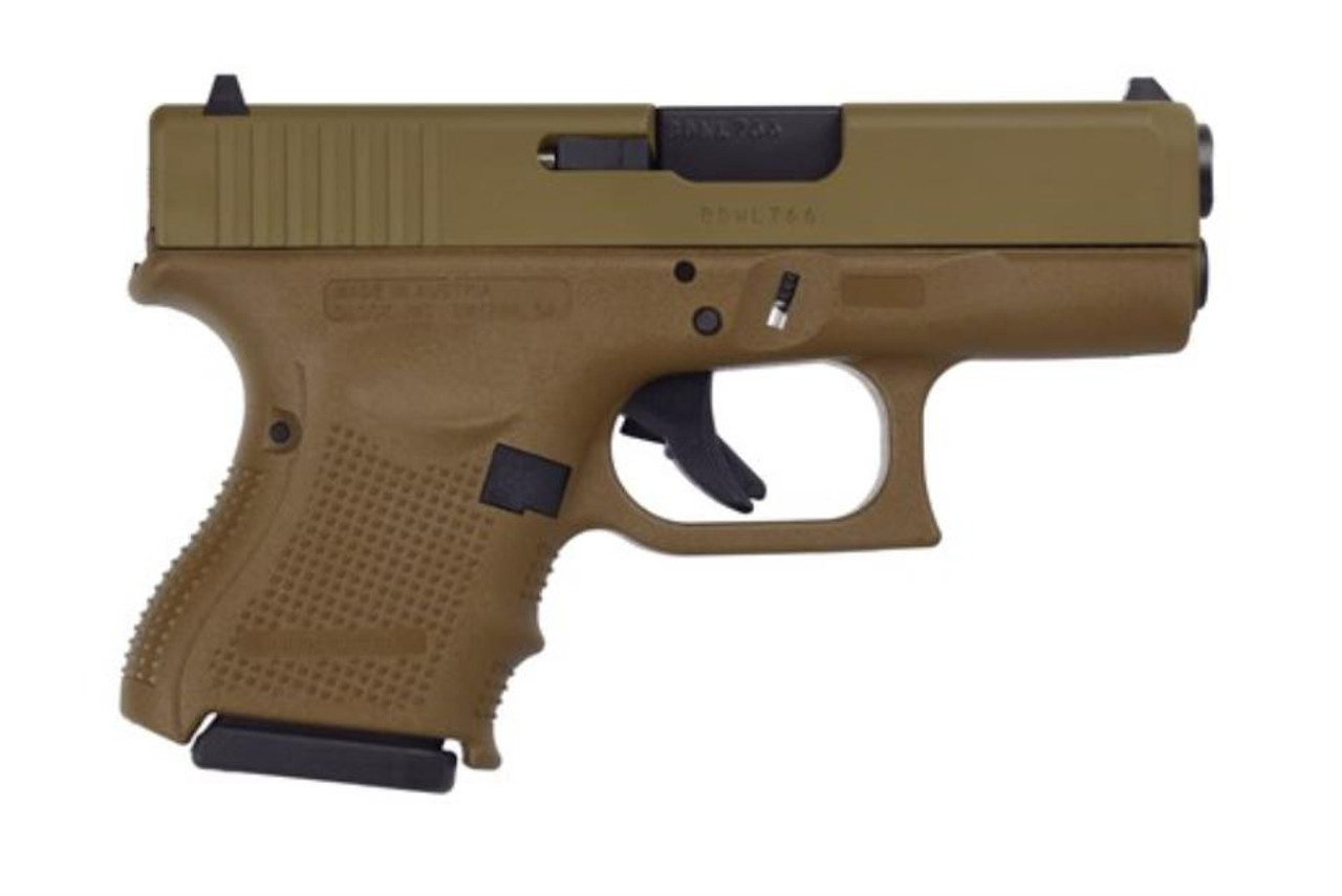 Glock G26 Gen4 9MM Full Cerakote Flat Dark Earth Finish, Rail, 3 10 Rnd Mags Glock G26 Gen4 9MM Full Cerakote Flat Dark Earth Finish, Rail, 3 10 Rnd Mags