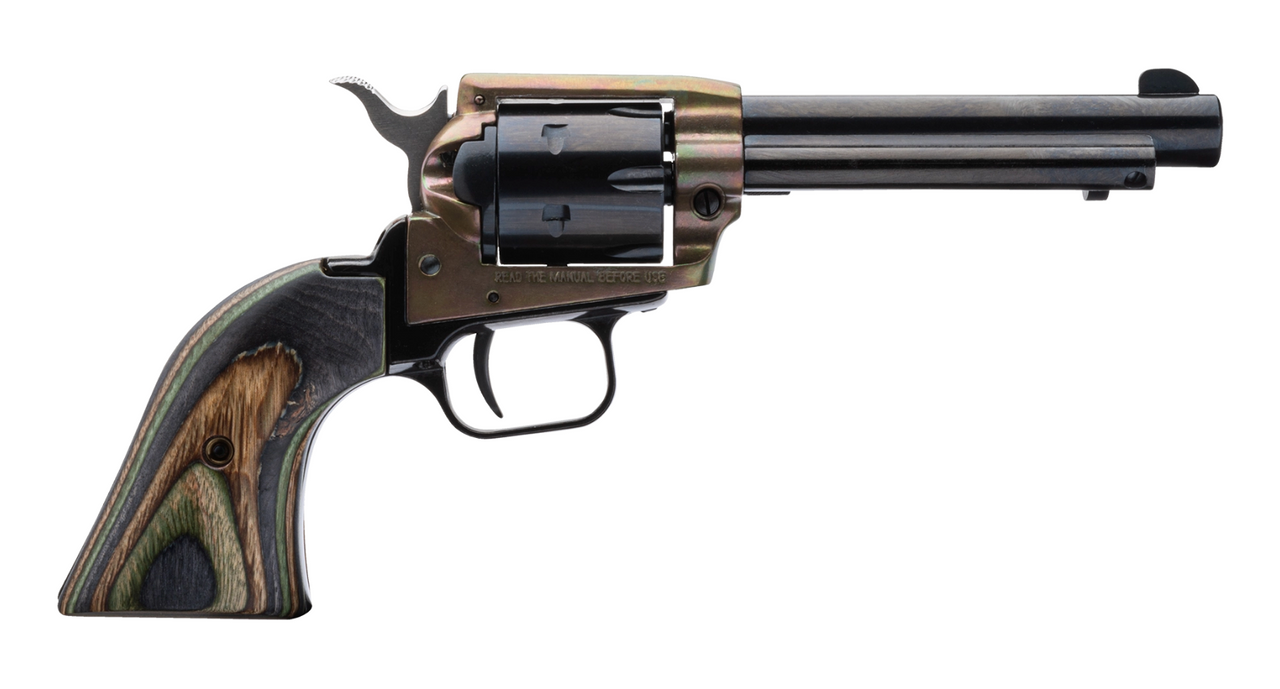 Heritage Rough Rider .22 LR, 3.5" Barrel, Case Hardened, Green Laminate Bird Head, 6rd Heritage Rough Rider .22 LR, 3.5" Barrel, Case Hardened, Green Laminate Bird Head, 6rd