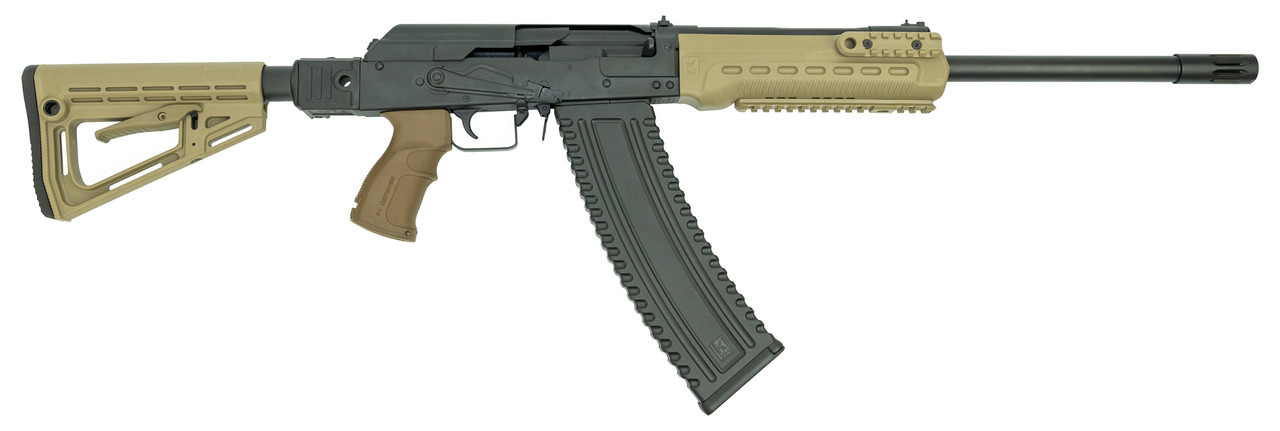 Kalashnikov KS12 Side Folding Tactical Package Shotgun 12g, 18" Barrel W/Brake, Flat Dark Earth, Includes Extras, Case Kalashnikov KS12 Side Folding Tactical Package Shotgun 12g, 18" Barrel W/Brake, Flat Dark Earth, Includes Extras, Case