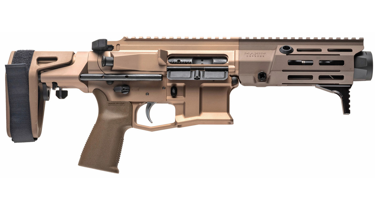 Maxim PDX AR-15 Pistol 5.56/223, 5.5" Barrel, Hate Brake, Flat Dark Earth, PDW Brace, 20rd Mag Maxim PDX AR-15 Pistol 5.56/223, 5.5" Barrel, Hate Brake, Flat Dark Earth, PDW Brace, 20rd Mag