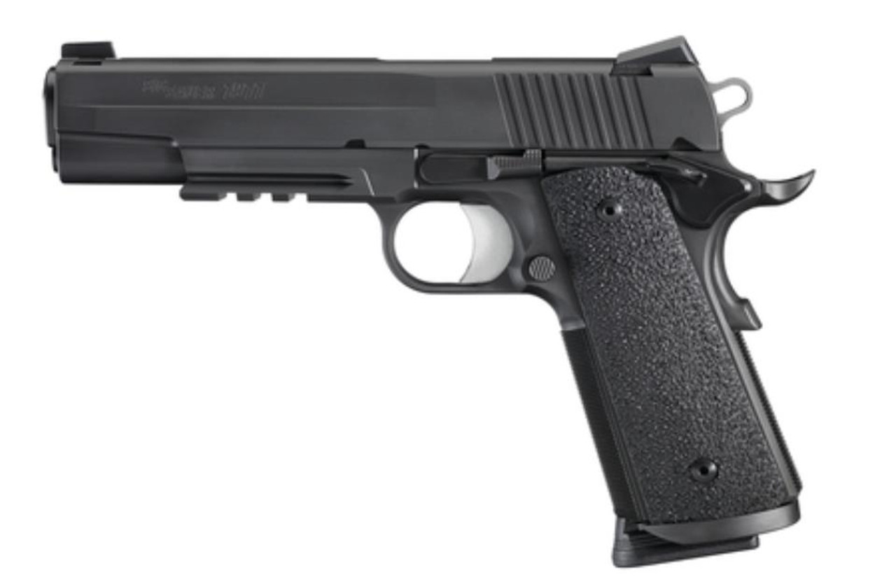 SIG 1911 45 ACP 5IN TAC OPS BLK SAO Siglite Ergo XT Grip (4) 8RD Steel MAG Traditional Slide SIG 1911 45 ACP 5IN TAC OPS BLK SAO Siglite Ergo XT Grip (4) 8RD Steel MAG Traditional Slide