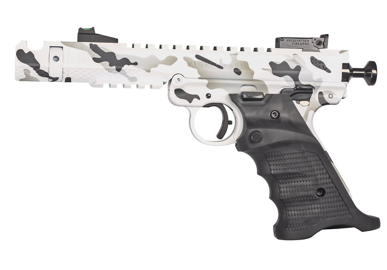 Volquartsen Arctic Mamba-TF .22 LR, 4.5" Barrel, FO Front/Target Rear, Arctic Camo, 10rd Volquartsen Arctic Mamba-TF .22 LR, 4.5" Barrel, FO Front/Target Rear, Arctic Camo, 10rd