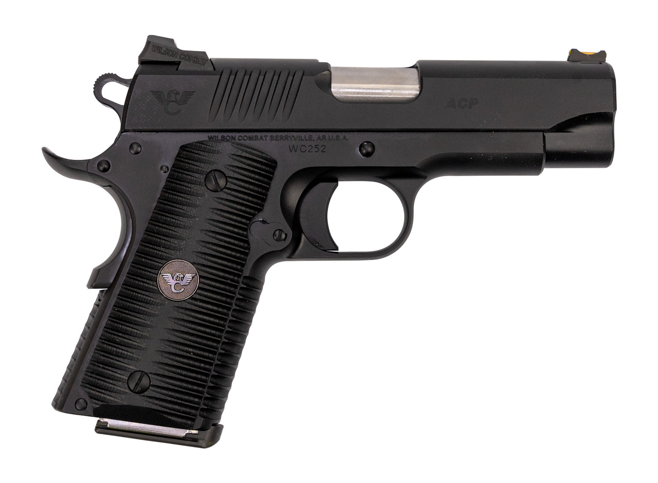 Wilson Combat ACP Compact 1911 SAO Used Excellent 45 ACP, 4" Barrel, Black Armor-Tuff Carbon Steel, Black G10 Eagle Claw Grip, 2x7rd Mags, Factory Soft Case, Papers Wilson Combat ACP Compact 1911 SAO Used Excellent 45 ACP, 4" Barrel, Black Armor-Tuff Carbon Steel, Black G10 Eagle Claw Grip, 2x7rd Mags, Factory Soft Case, Papers