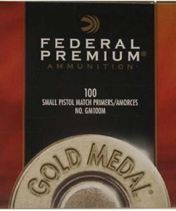 federal premium gold medal small pistol match primers, #100M primers, small pistol primers, match primers, reloading primers, competitive shooting primers, box of 1000 primers