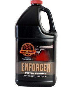 Ramshot Enforcer powder, smokeless handgun powder, 4 lb reloading powder, magnum pistol powder, clean-burning powder, reloading supplies, handgun reloading, spherical powder